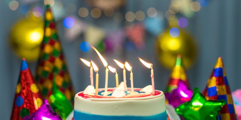 Birthday Cake and candle in party