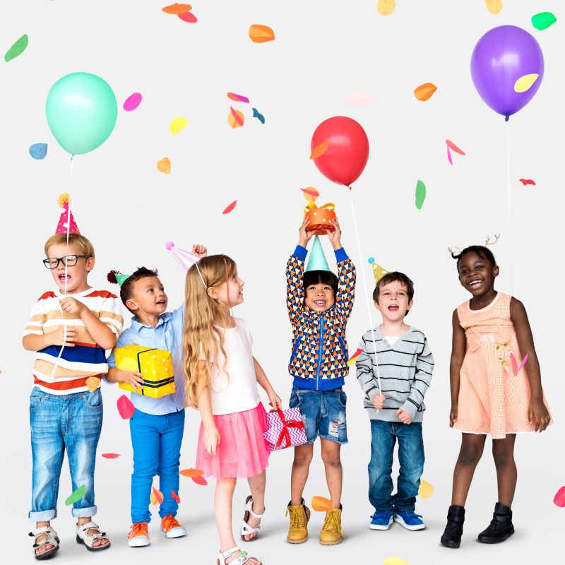 Group of diverse kids enjoying a party